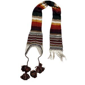 Women's Wrap Scarf Andean Striped Knit Aztec Tassel Fringe Shawl